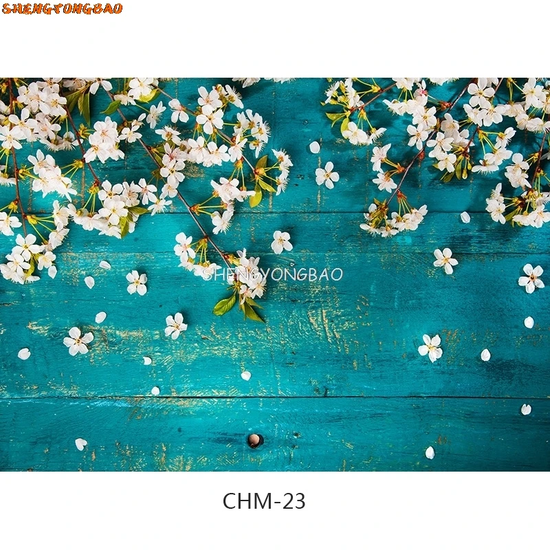 SHENGYONGBAO Digital Printed Photography Backdrops Props Flower Wood Planks Photo Studio Background CHM-13