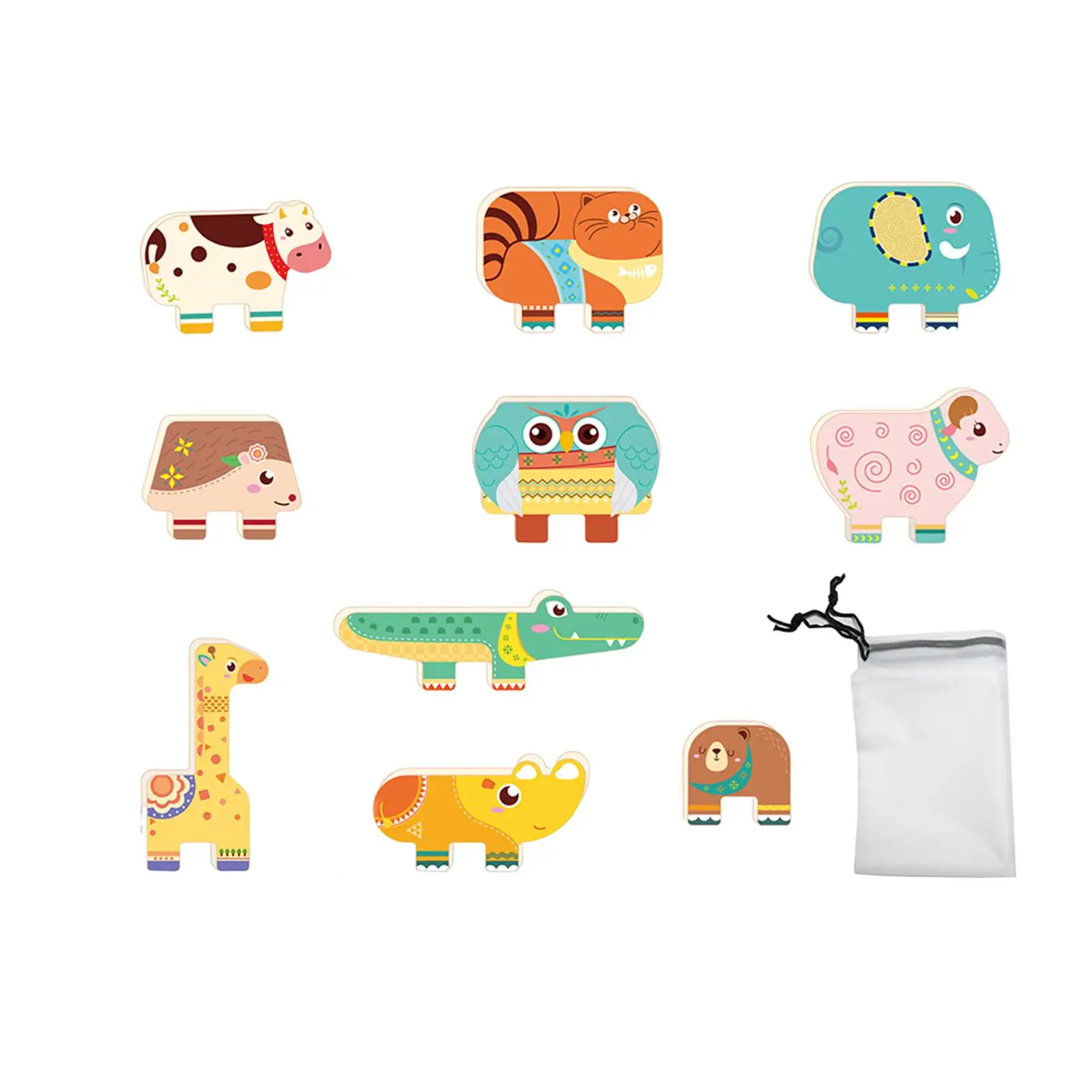 10 pçs brinquedo de empilhamento de animais conjunto sensorial de motor fino jogo de equilíbrio blocos de construção para crianças de 3 a 7 anos meninos meninas presente de aniversário