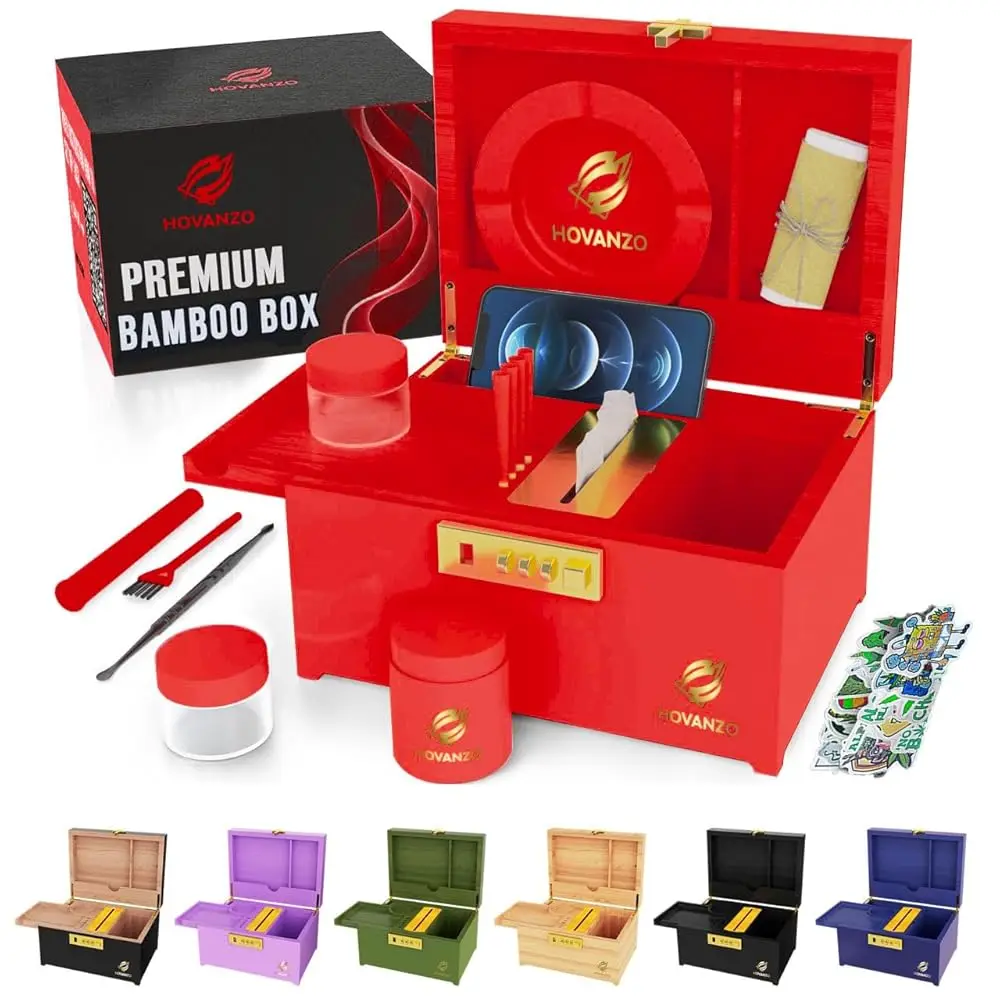 

Upgraded 2024 Premium Large Bamboo Box - Locking Storage Decorative Box With Combination Lo - Wood Lo Boxes With Lid - Wooden