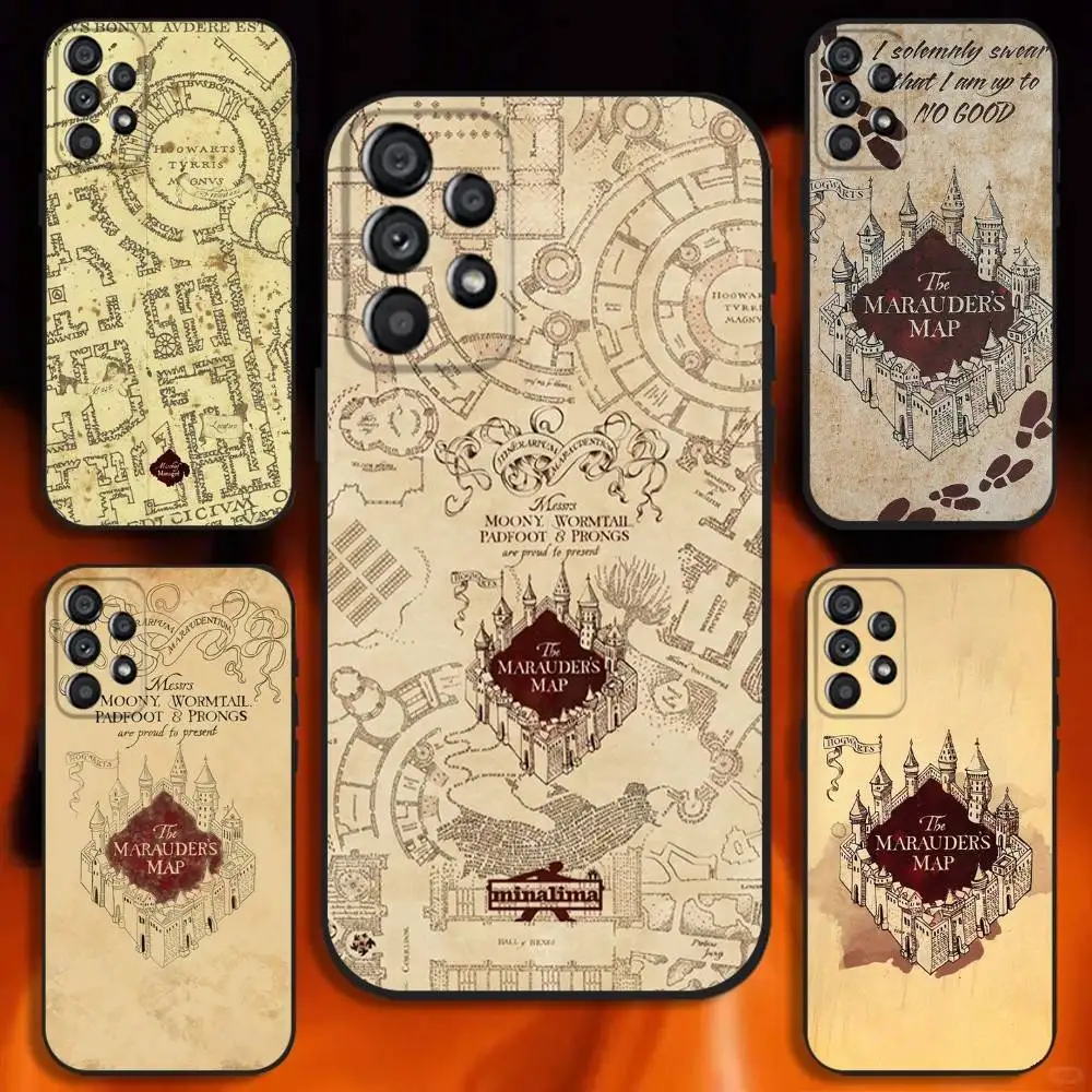 

Map Marauder Map Train Ticket Art Phone Case For Samsung Galaxy A20,A21s,A22,A31,A32,A52,A53,A72,73,A80 Soft Black Cover