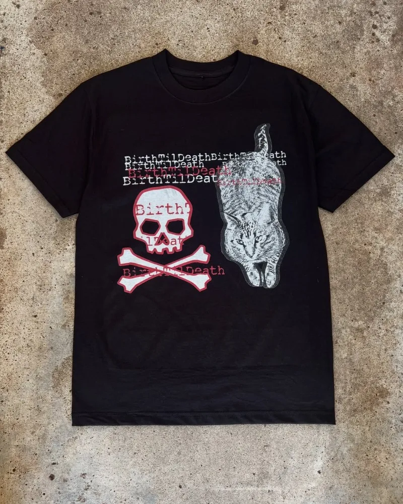 

Европейская и американская High Street Harajuku графический топ мужская готическая панк-череп с принтом круглый вырез хлопковая футболка уличная одежда в стиле ретро