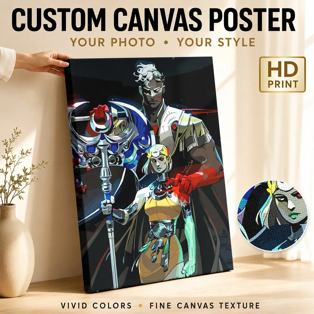 Hades And Persephone Together Framed Canvas Poster Customized Photo Figure Illustration Wall Art For Home Entertainment Room