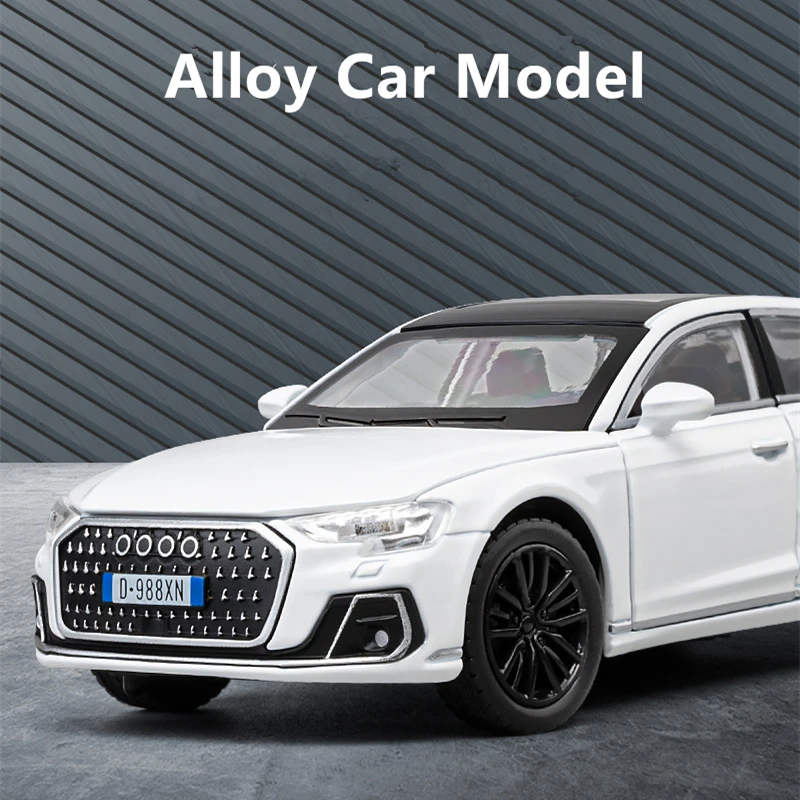 1:32 2024 AUDI A8 Alloy Car Model Diecast Metal Vehicles Model samochodu Dźwięk i światło Wysoka kolekcja symulacji Zabawka dla dzieci Prezent