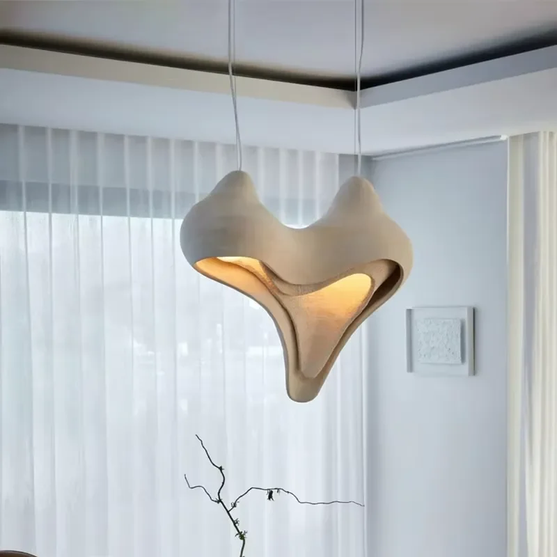 Modern E27 Hollow Angular Chandelier Wabi Sand Style Ceiling Light LED Pendant Lamp for Bedroom Villa Office Kitchen Hotel