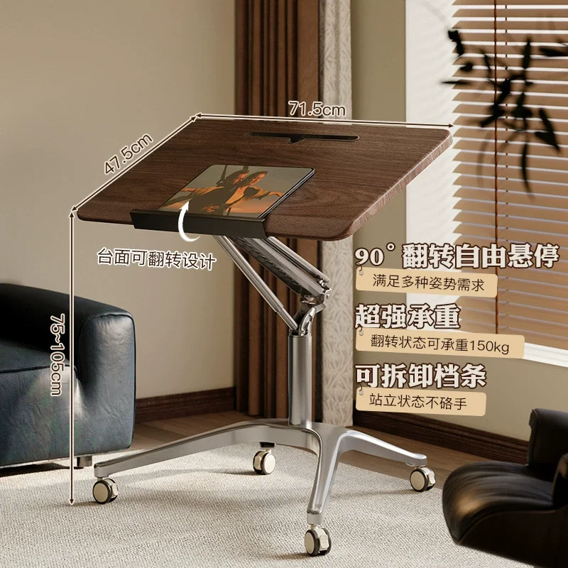 Pneumatic Lifting Computer Desk Standing Workbench Movable Desk