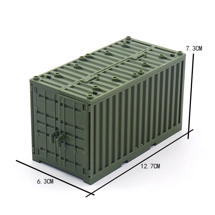 4-in-1 Modulaire Militaire Container MOC Bouwstenen Set Wapenmagazijn Uitrusting Scène DIY Montage Stenen Me Verzamelbare Display Hobby