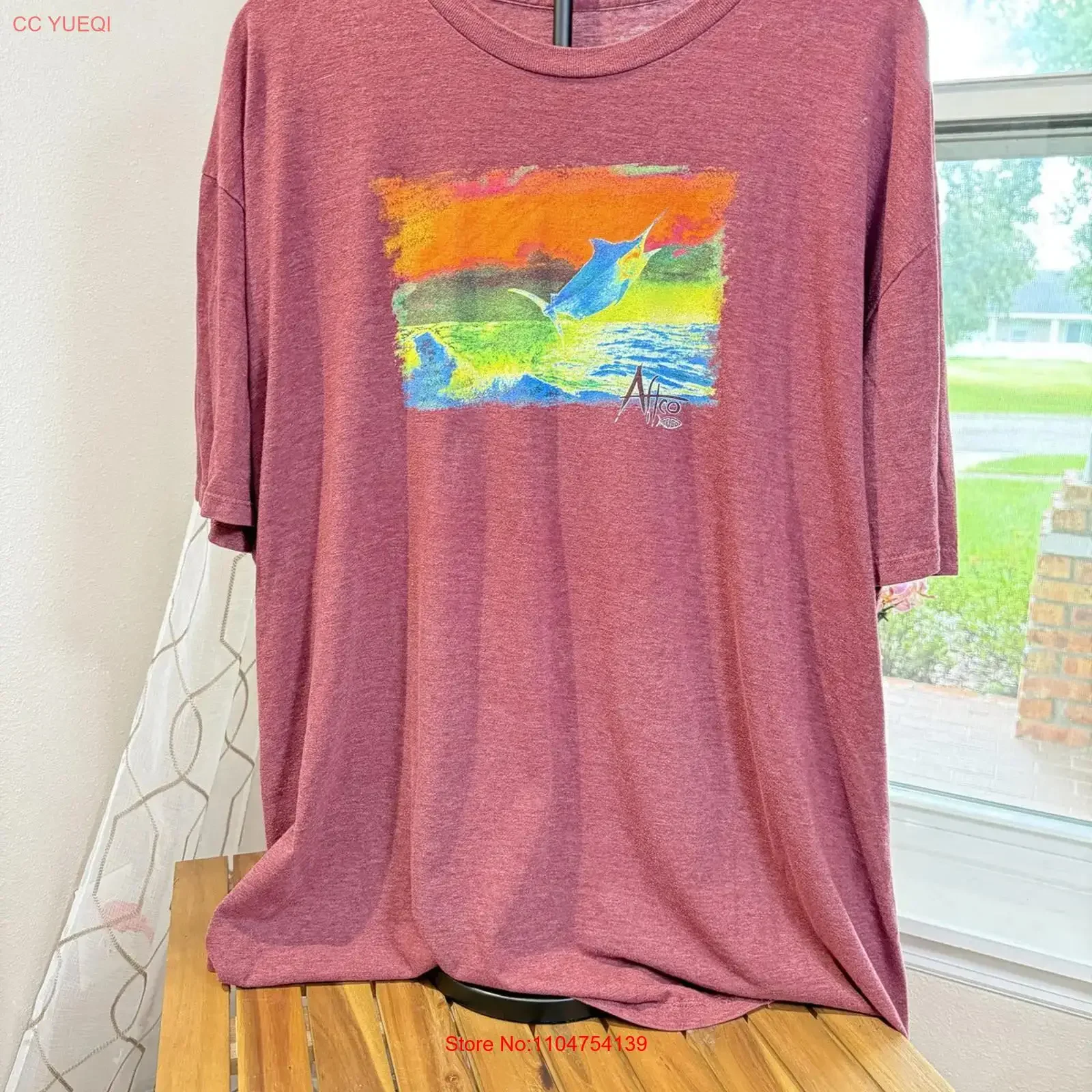 AFTCO T Shirt Mens XL Marlin Saltwater Fishing Outdoors vintage Washed designer clothes Stylish Soft fashion homme Slightly