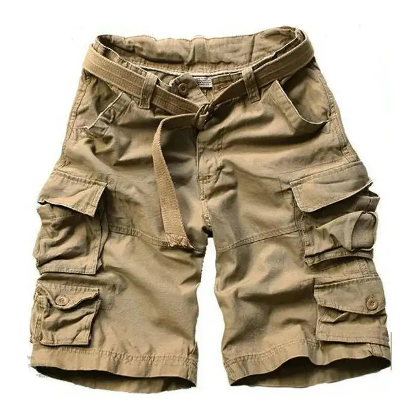 

Высококачественные камуфляжные хлопковые шорты-карго для мужчин, летние повседневные мужские шорты до колена с несколькими карманами, свободный пояс