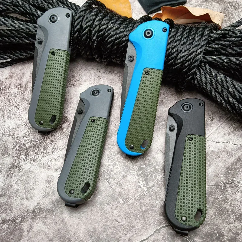 4 BM430 Redoubt Outdoor Tactical Folding Knife D2 Blade Nylon Wave Fiber Handle EDC Camping Hunting Rescue Tool Suitable for Men