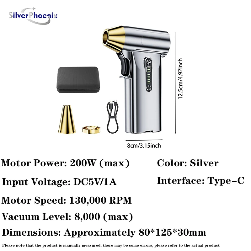 130000 RPM hurricane handheld dust blower can be used for snow blowing barbecue assistance car cleaning Cordless dust blower
