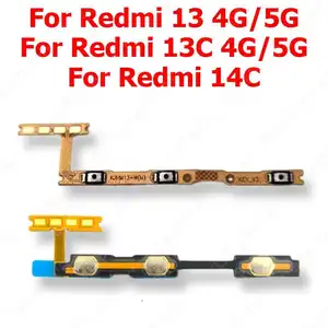 Bilashmart Power On Off Volume Flex Cable Xiaomi Redmi 13 13C 14C 4G 5G Switch Side Button Mute Key Mobile Phone Replacement Parts