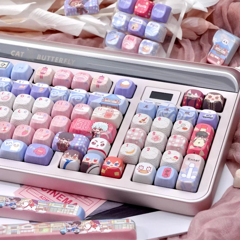 

142 клавиши с тематикой Гинтама, милые кейкапы CHERRY Profile PBT DYE-Sub для механических клавиатур Made68, Mad68, Wooting 60