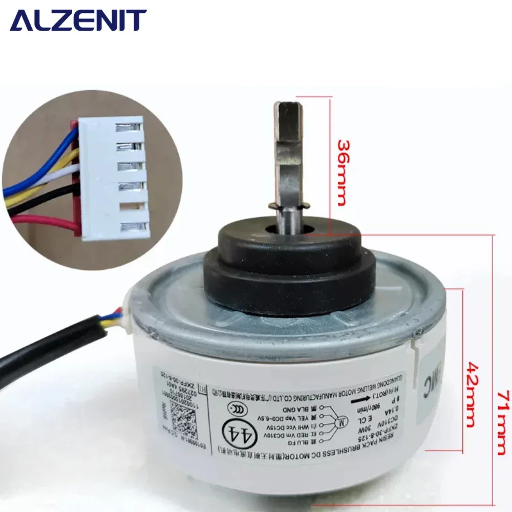 

New Fan Motor ZKFP-30-8-125 For Midea Air Conditioner Indoor Unit DC310 30W 980r/min Conditioning Parts