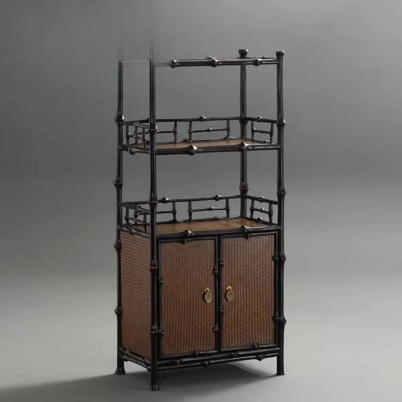 

Two-layer tea cabinet with cabinet door tea shed bookcase set storage