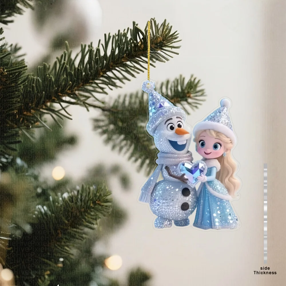 1/6 قطعة ديزني فروزن إلسا أنيمي الشكل شجرة عيد الميلاد الديكور المفاتيح الاكريليك عيد الميلاد الدعائم زينة هدايا عيد الميلاد
