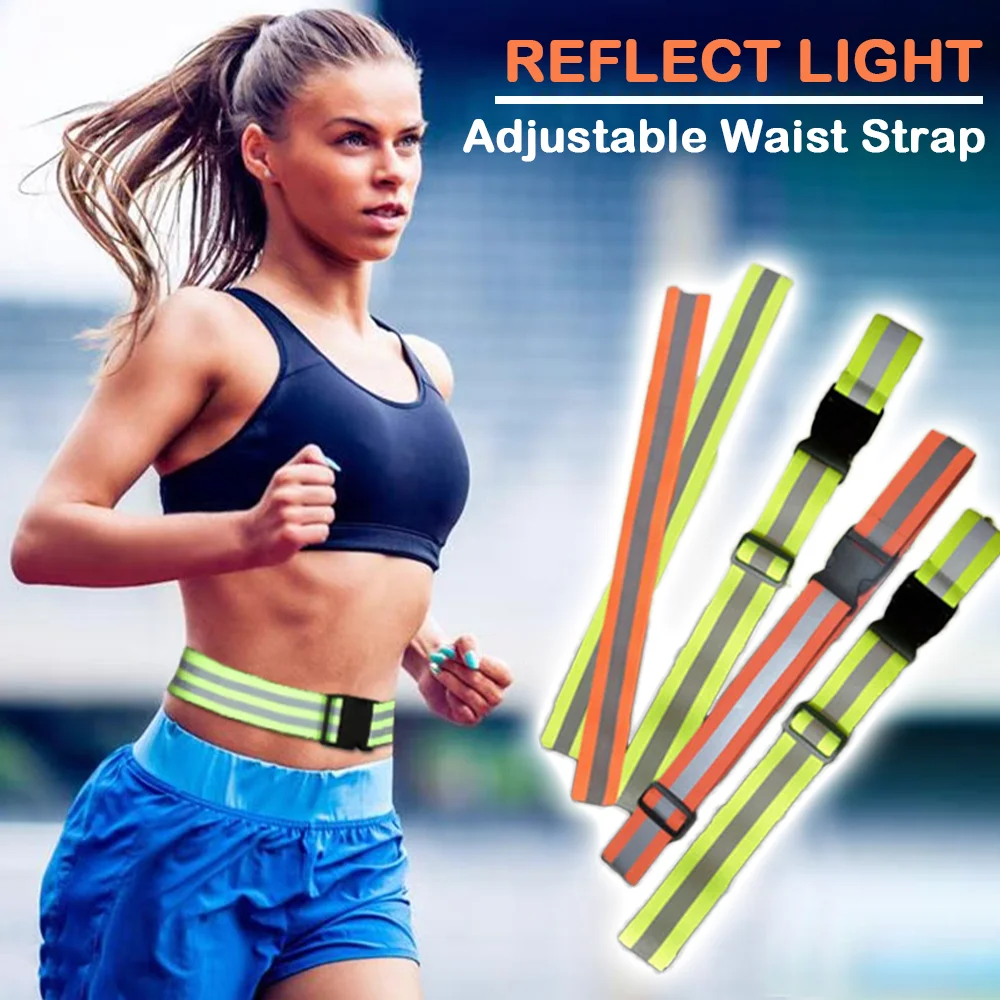 Running Reflective Belts Adjustable Elastic Reflective Waistband Outdoor Night Safety Cycling Universal Worker Waist Straps
