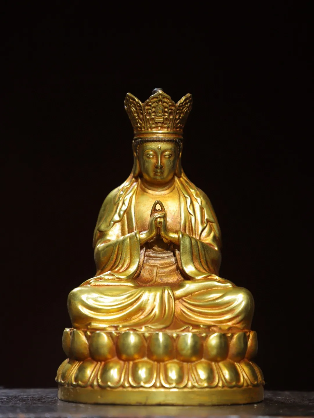 Tibetan brass gilt Sakyamuni Dahri Tathagata sitting statue ornament Home Buddhist Hall supplies jewelry 19 cm