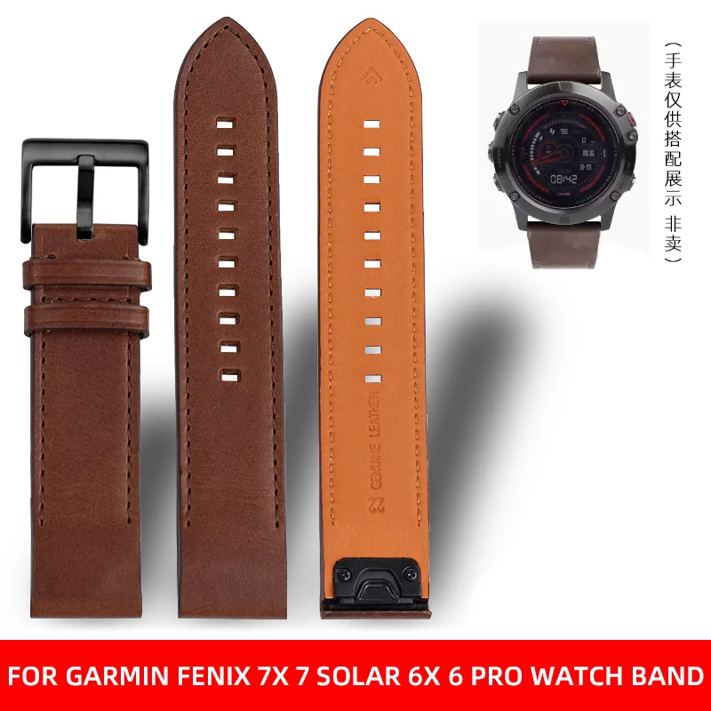 20mm 22mm 26mm Quick Fit Leather Strap For Garmin Fenix 7X 7 Solar 6X 6 Pro 5X Plus/EPIX/MARQ/Mk2 Mk2i Watch Band Bracelet Acces
