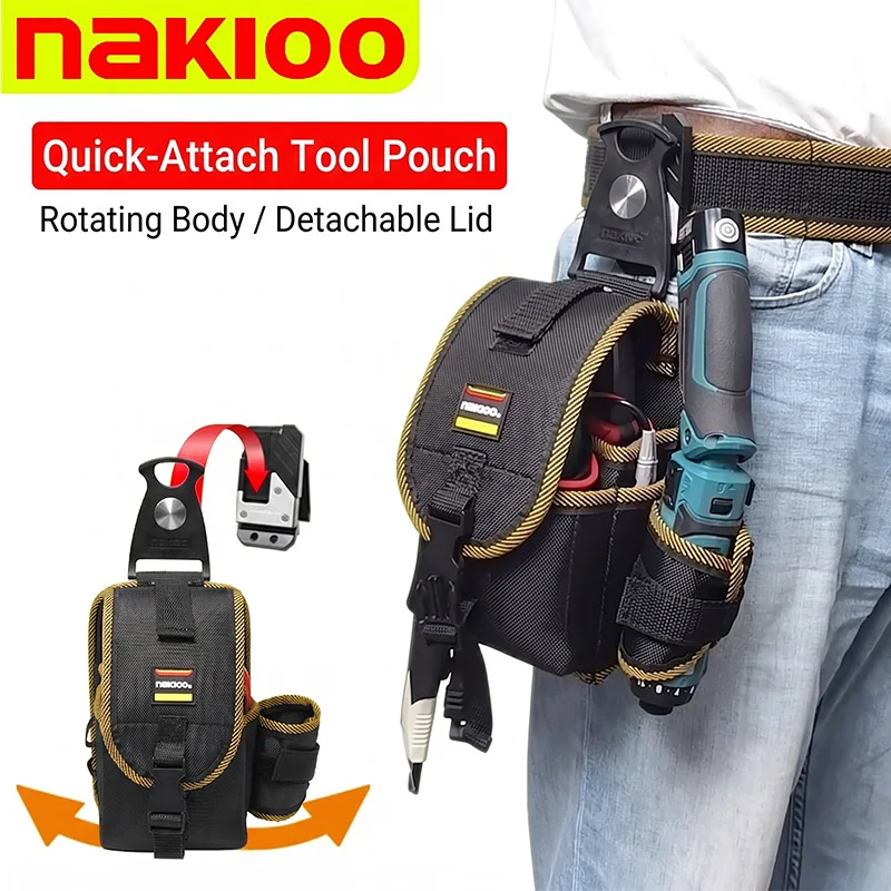 NAKIOO Multifunctional Rotatable Quick Clip Multimeter Tool Waist Pouch Detachable Cover Portable Electrician Repair Belt Bag