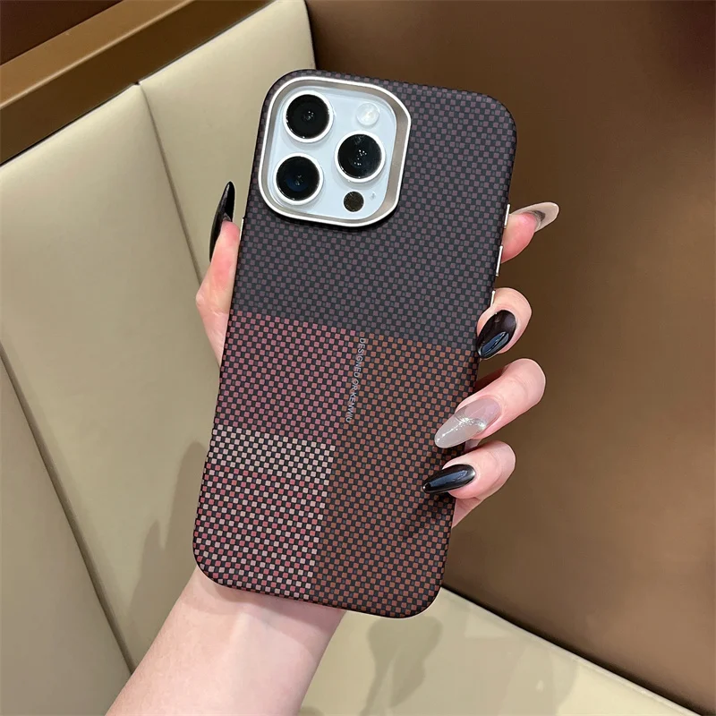 

For iPhone 15 14 16 Pro Max Carbon Fiber Texture MagSafe Phone Case for Iphone 16promax Wireless Charging PC Hard Magnetic Cover