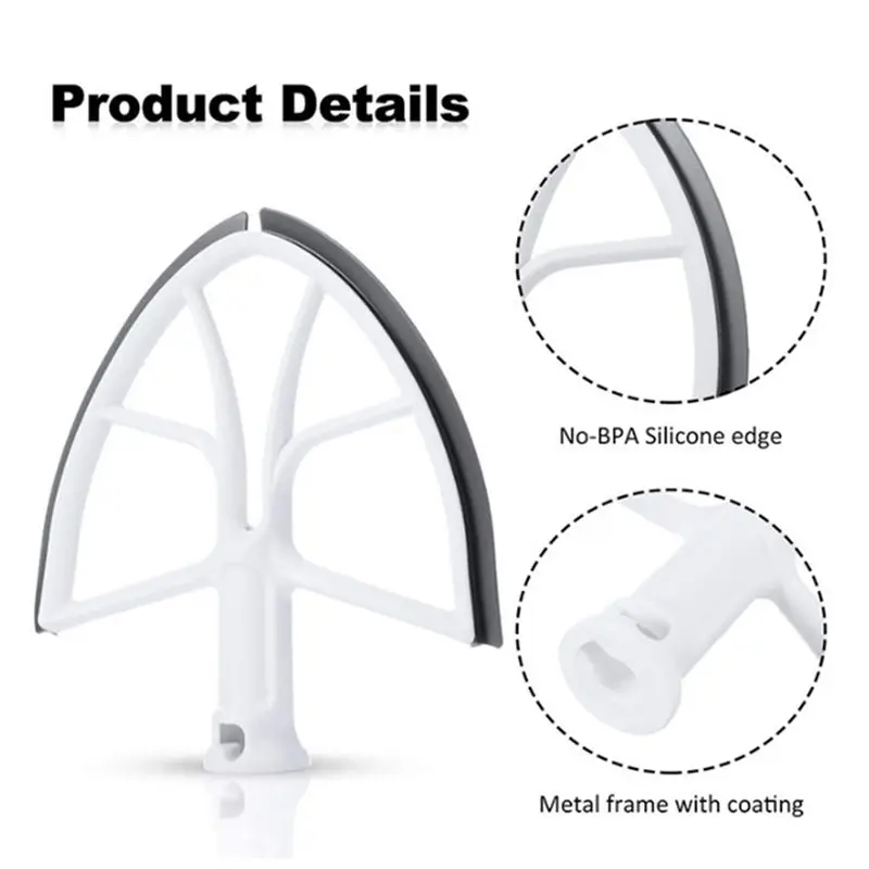 (A25M) Flex Edge Beater Flat Beater Paddle with Silicone Edges Spare Replacement Parts for KitchenAid 6QT Bowl Lift Stand Mixer