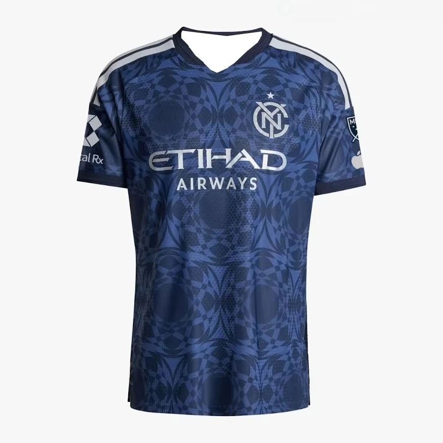 NYCFC 26 /27 All Nations Soccer Shirt MLS Football Jersey Fan Version Blue Geometric Pattern Summer T-Shirt Family Kids Tees