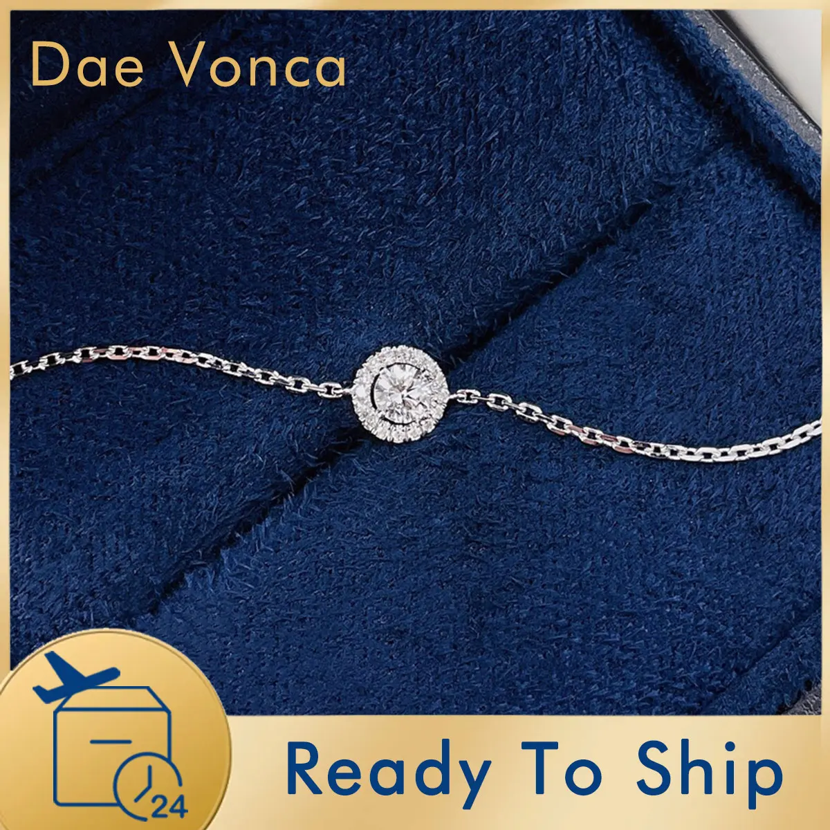 

Trend Classic Round Diamond Halo Bracelet 18K White/Rose Gold Versatile Hand Chain Bracelet For Women Party Jewelry Gift