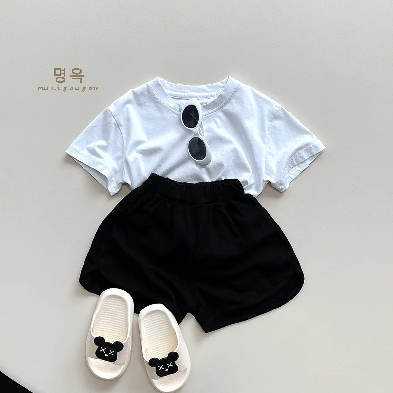 Unisex Kids Basic T-Shirts Short Sleeve Summer Casual Loose Tops Boys Girls Korean Style Tee Toddler Children Clothing