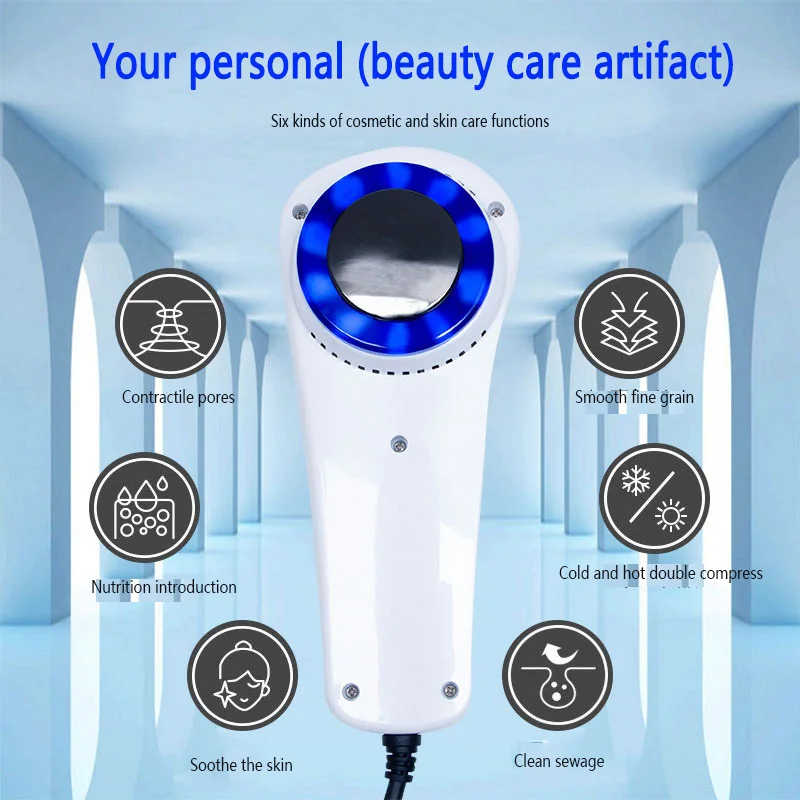 Młotek do twarzy LED z funkcją ciepła i zimna, fototerapia, masaż twarzy, urządzenie kosmetyczne, lifting skóry, ujędrnianie, chłodzący i ciepły młotek, pielęgnacja porów i trądziku.