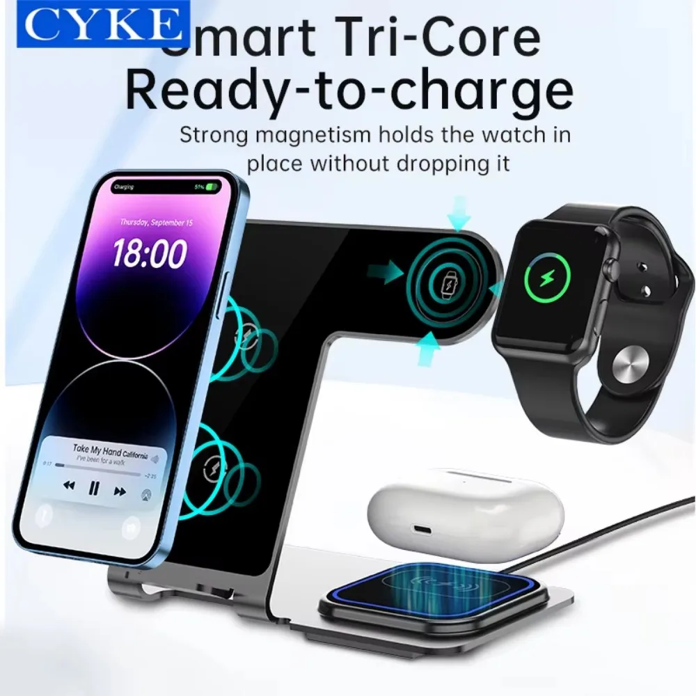 3 in 1 Phone Wireless Charger Stand For Headphones Watch Quick Fast Charging For Iphone Airpods Custom Y9