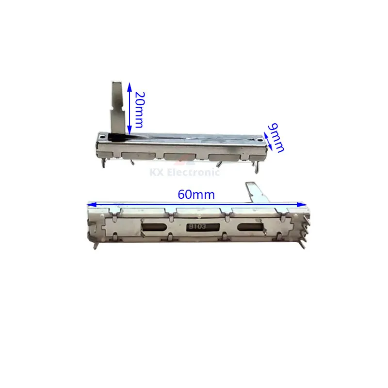 1PCS 60MM Straight Slide Potentiometer Dual B10K Disc Player Speed Control 6CM Mixer Fader Handle Length 20mm 6pin 10KB ×2