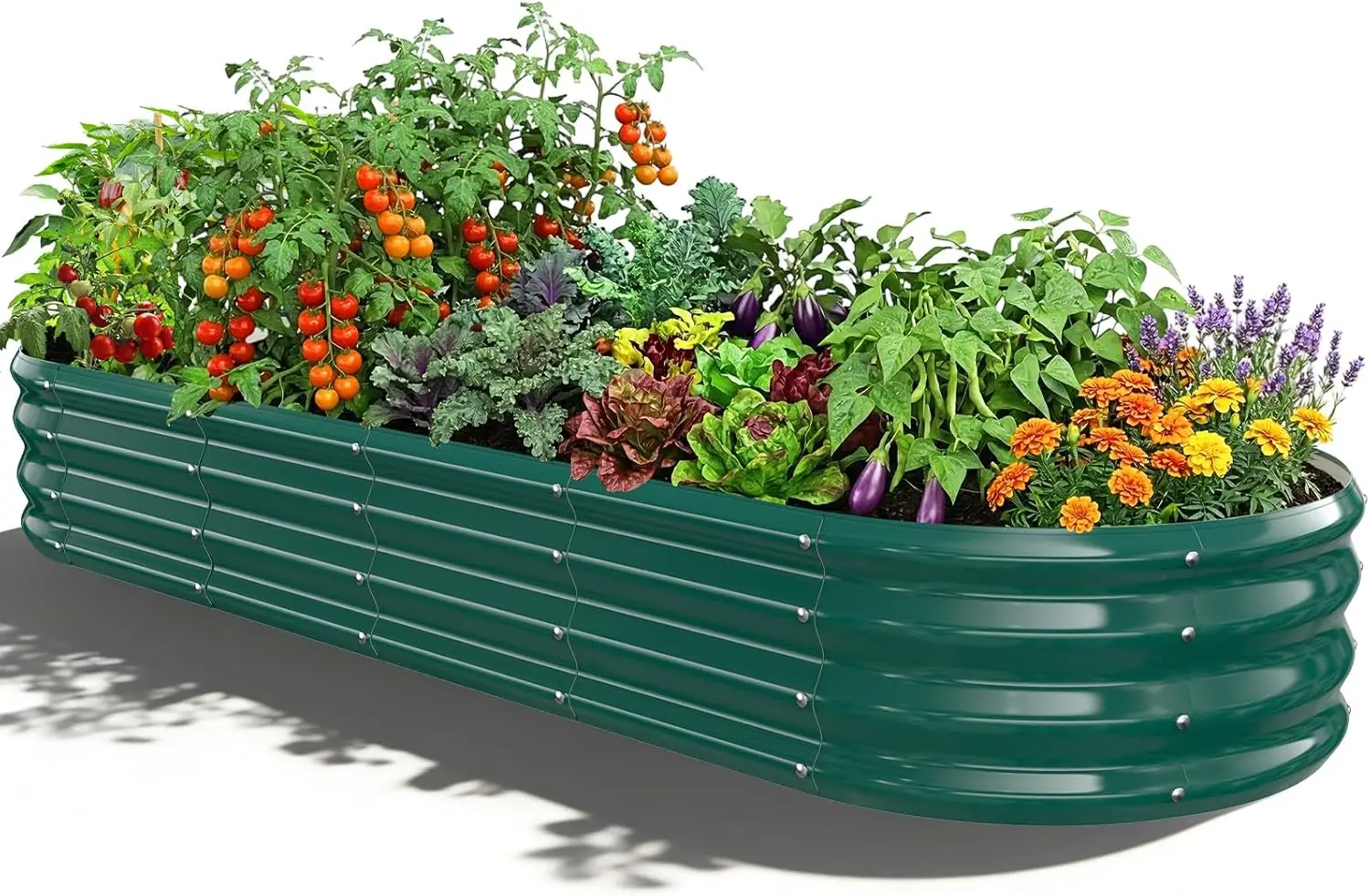 

Oval Raised Garden Bed, 6 x 2 x 1FT, Galvanized Steel Planter Box with Wave-Shaped Metal Panels Painted for Outdoor Flow
