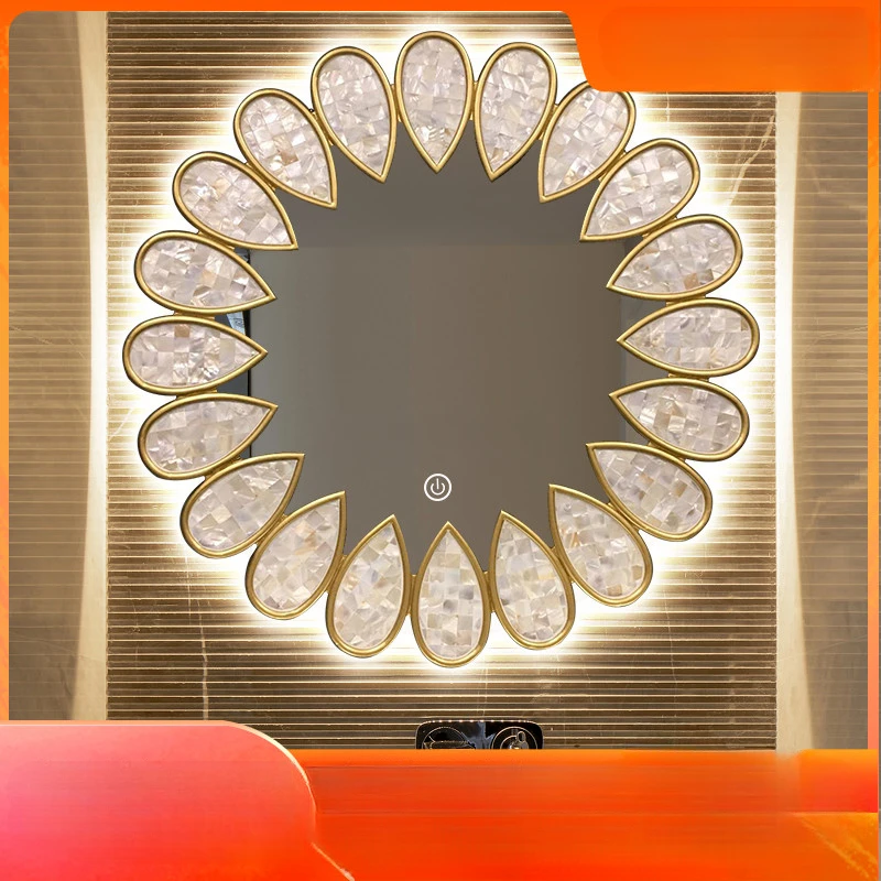 

Wall-Mounted Bathroom Decoration Wall Shell round Dining Fireplace Mirror Bathroom Mirror