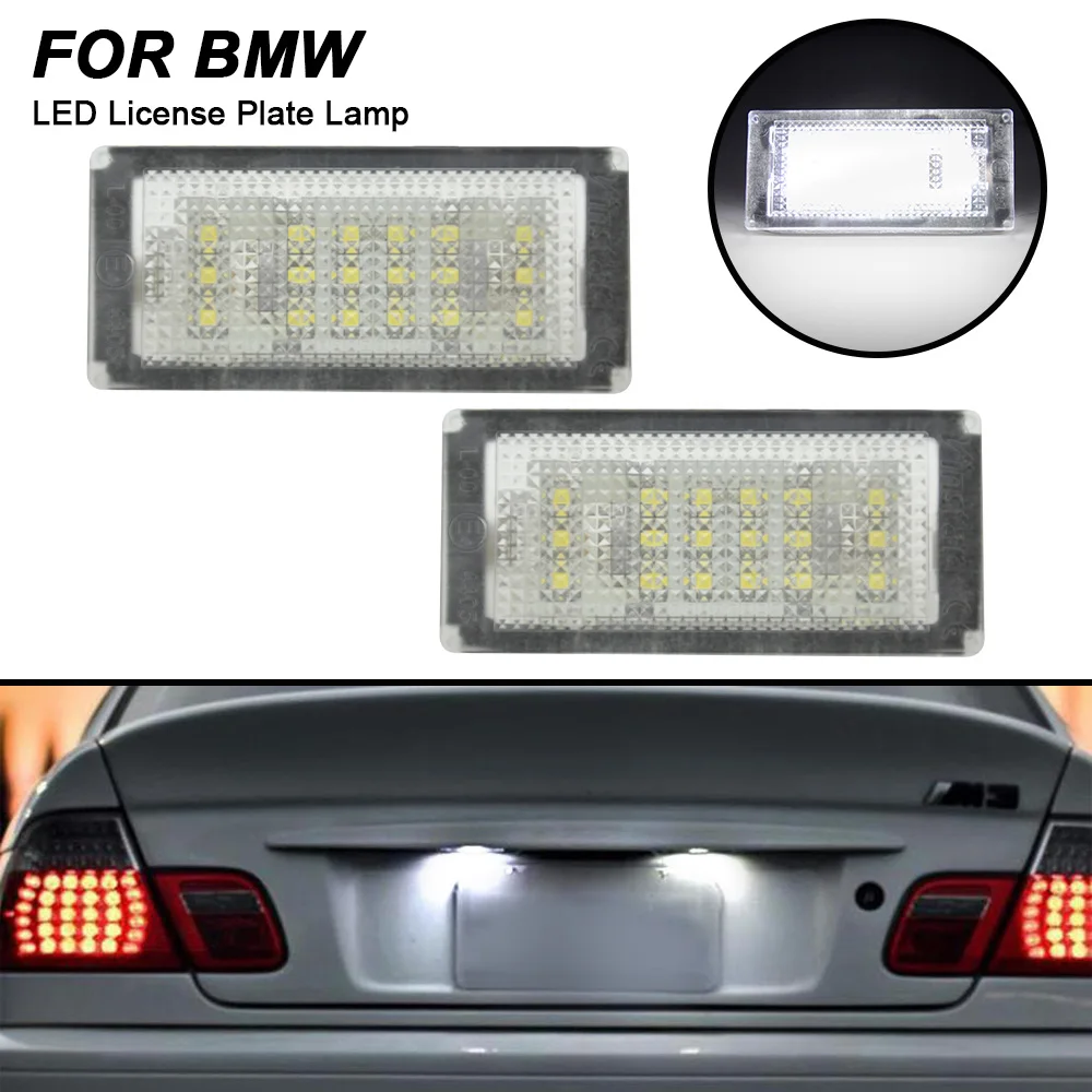 For bmw e46 number plate light M3 1998-2006 License Plate Lamps Plug & Play Waterproof 12V White 2PCS Number Plate Light E46 