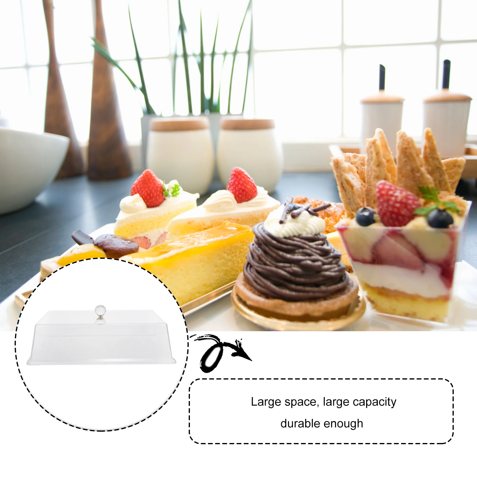 

1Pcs Insulating Cake Cover Clear Rectangular Food Protector Dish Storage Keep Fresh Temperature Preservation Food Cover