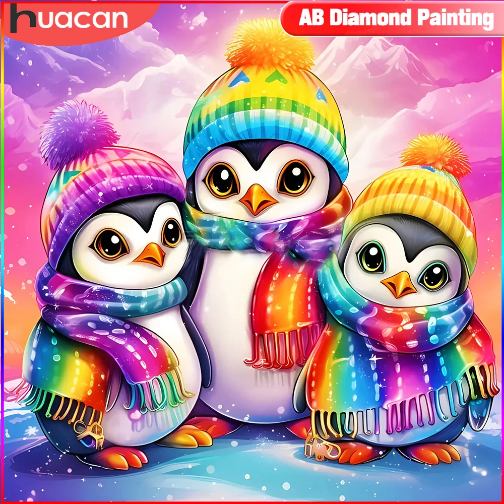 

HUACAN алмазная вышивка Мультфильм Животное Пингвин Полный Квадратный/Круглый Мозаика Шарф 5D DIY Картины Для Интерьера