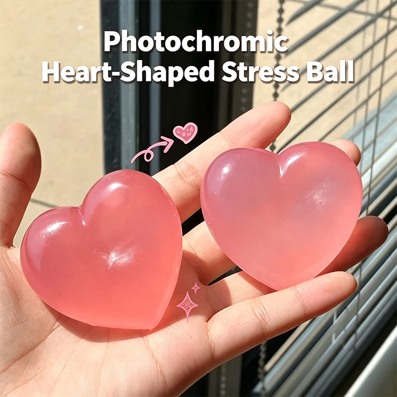 Photochromic‌ Heart-Shaped‌ Squishy Stress Ball Squeeze Toy Soft Slow Rebound Fidget Toys ASMR Adult Sensory Anti Stress Toy ﻿