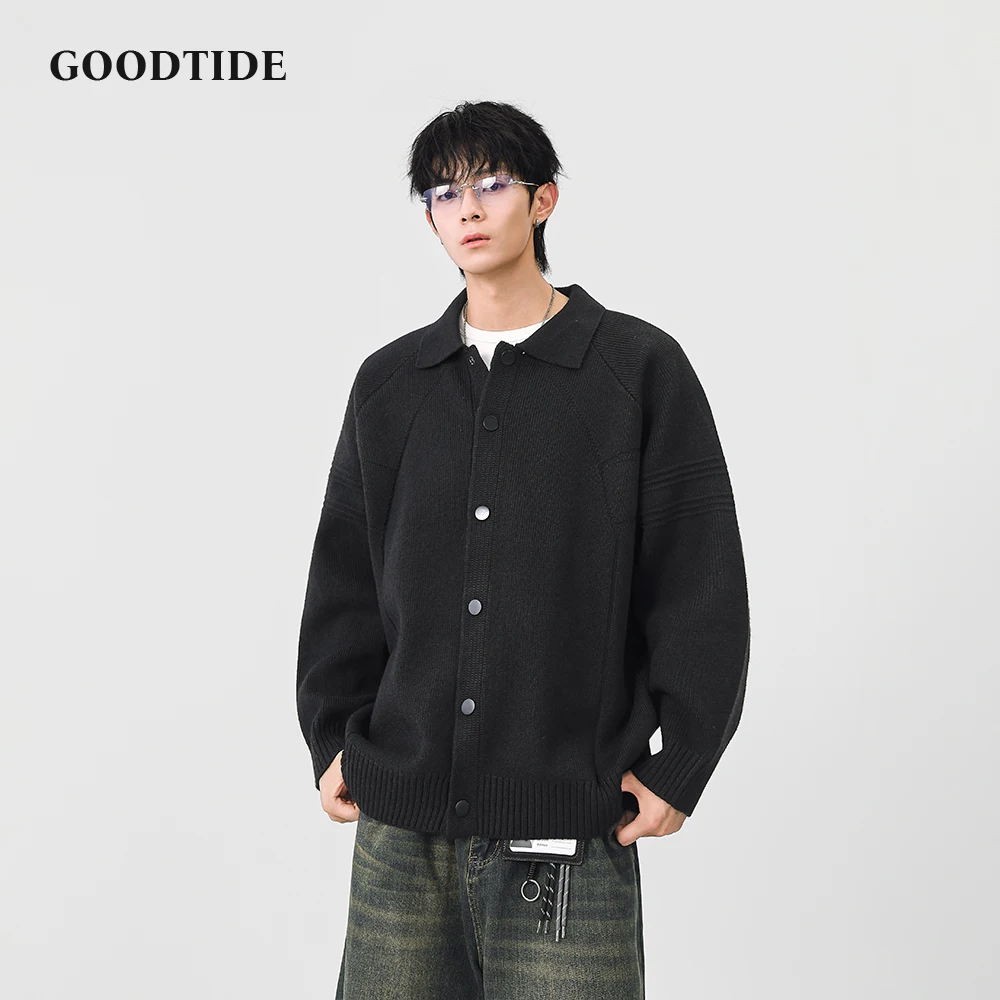 Fashion Men's Casual Polo Collar Cardigan 2025 Winter New Knitted Jacket Button Front Comfortable Soft Long Sleeve Outerwear Top