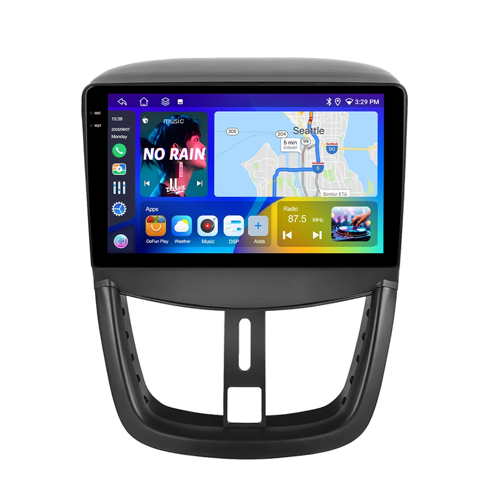 Podofo 8-Kern Drahtlose CarPlay Auto AI Radio Für Peugeot 207 2009-2013 Android GPS Navigation WIFI DSP BT auto Multimedia Player
