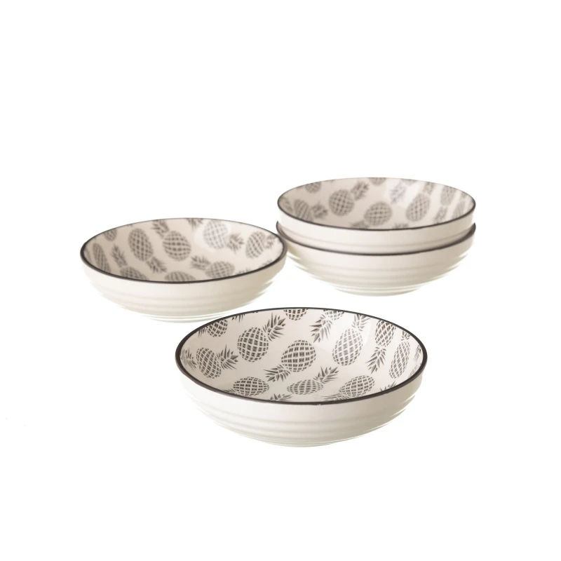 Kitchen accessories Pack 4 dish gray pineapple mini porcelain. 48251