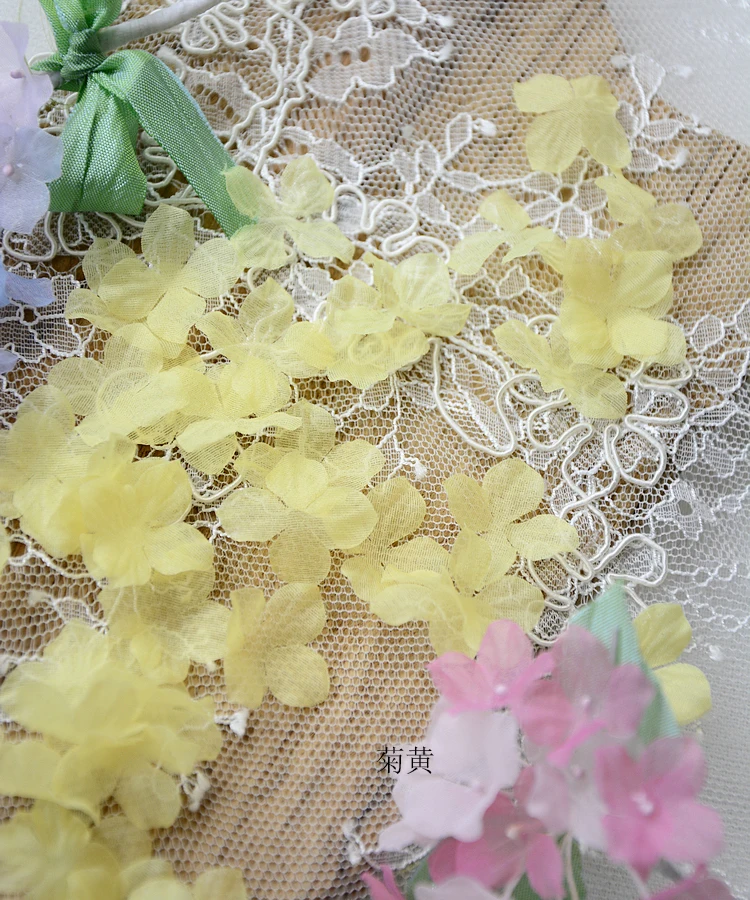 Organza-Blütenblätter DIY-Zubehör, 3D-Blume, Babykleidung, Kopfschmuck, Ohrringdekoration, Hortensienblütenblätter, handgemachte Materialien, 2,3 cm – Detail 24
