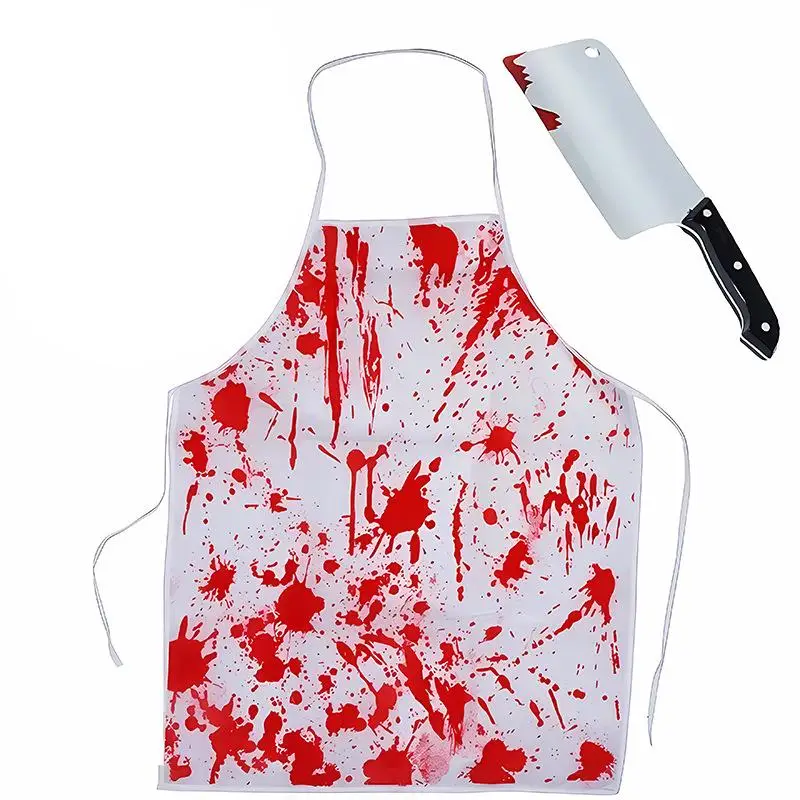 2026 Halloween Bloody Butcher Apron Blood Handprint Cosplay Costume Horror Ghost Festival Stage Performance Dress Up Prop