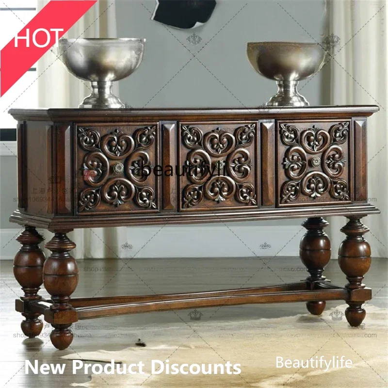 

X188 American Country Wood Carving Entrance Cabinet Decoration Table Sofa Tables Locker Console