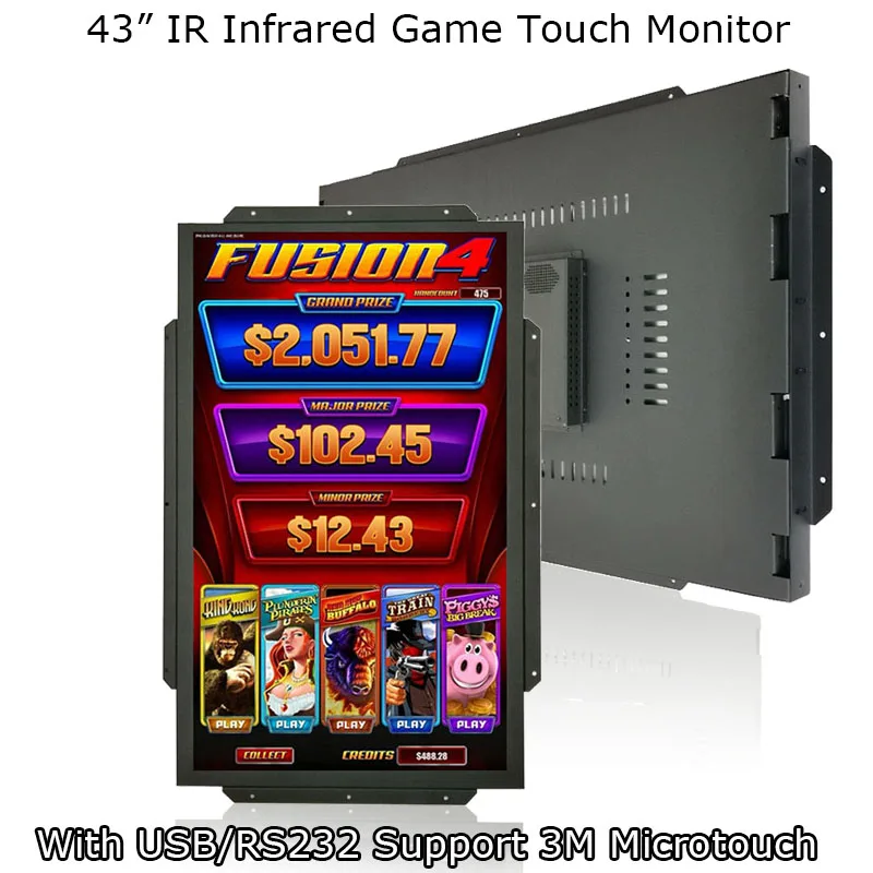 1920*1080 43 Inch Gaming Machine Infrared Touch Screen Monitor With USB RS232 Support 3M