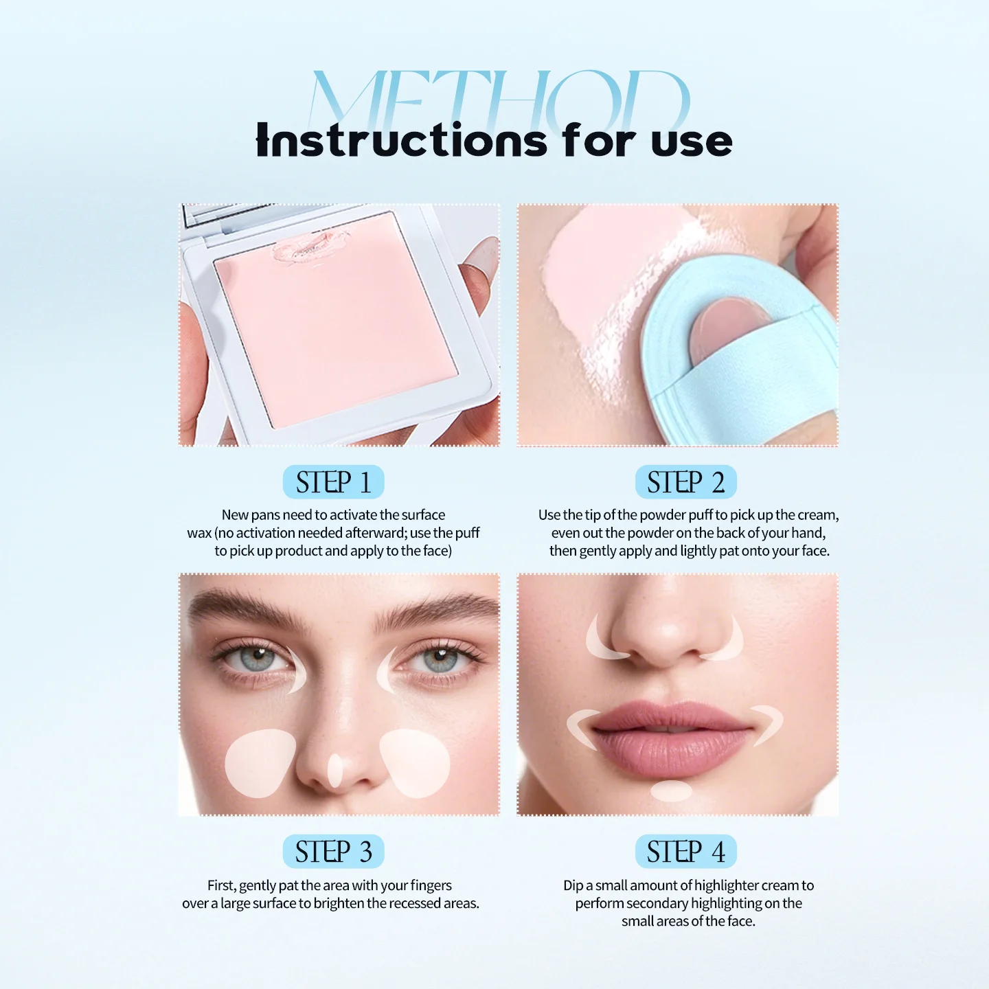 Crema evidenziatore cremosa umida Effetto schiarente naturale sul viso Trucco duraturo