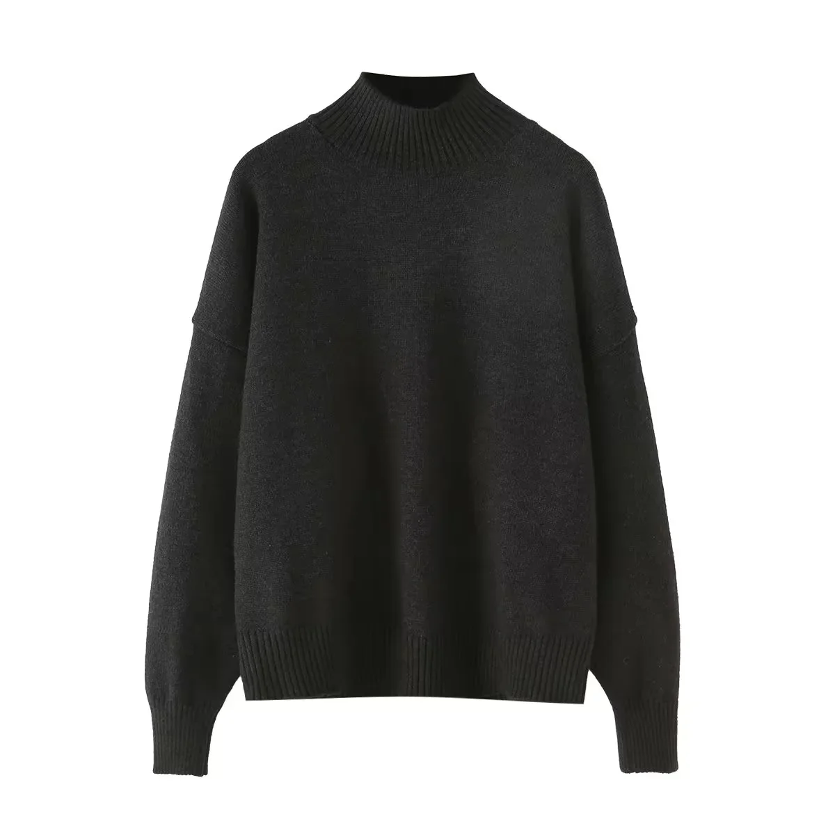 BSAY Maglione lavorato a maglia con colletto alla coreana morbido per donna Moda Autunno Inverno Nuovi maglioni lavorati a maglia femminili chic caldi a maniche lunghe Mujer