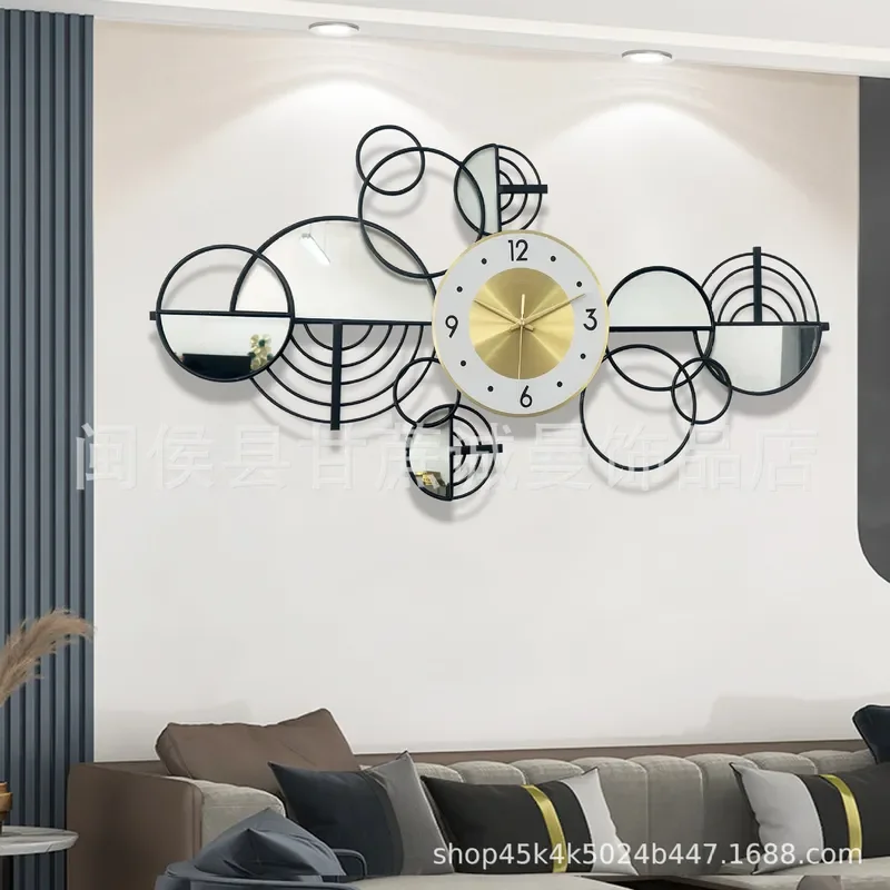 Simple Wrought Iron Wall Clock Living Room Sofa Background Decoration Restaurant Wall Art Home Decor Cross Border Hot Sale