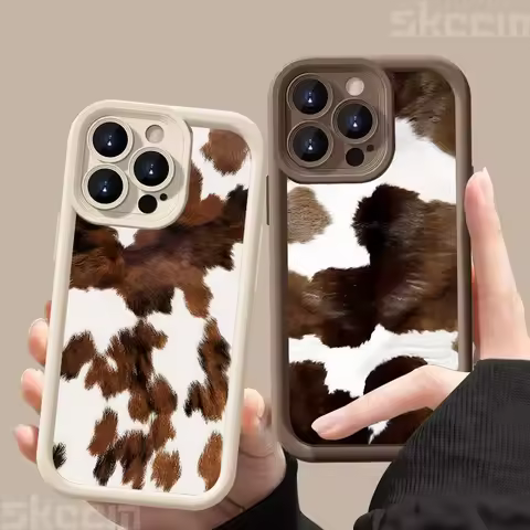 Vintage Brown Cowhide Pattern Phone Case For Samsung Galaxy S25 S24 S23 S22 S21 S20 Ultra Plus FE A54 A55 A15 A35 Soft Cover