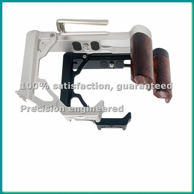 

Wood Handle Aluminum Alloy Camera Cage Stabilizer Rig for ZFC Cameras Silver-VVNB
