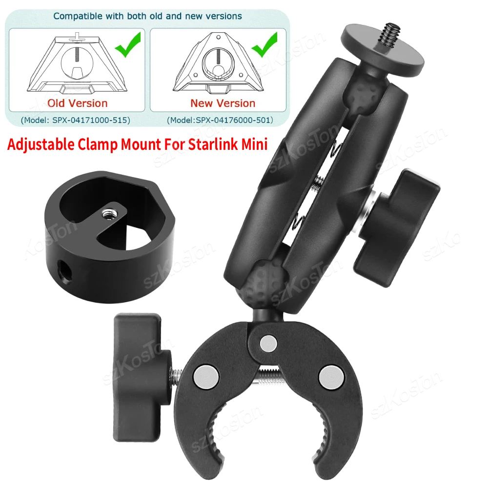 For Starlink Mini Clamp Mount Adjustable for Starlink Mini Pole Mount for 2024/2025 Version Pipe Adapter for RV Car